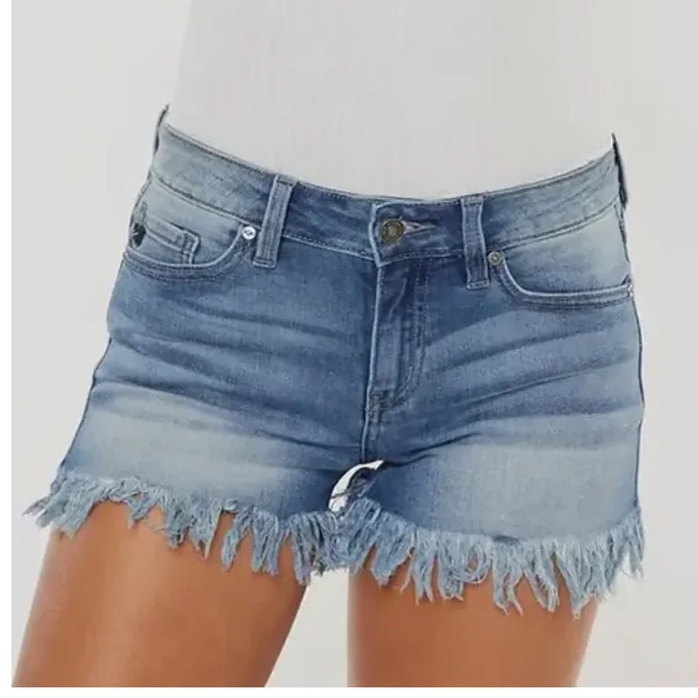 KanCan Mid Rise Fray Shorts - Picture 1 of 3
